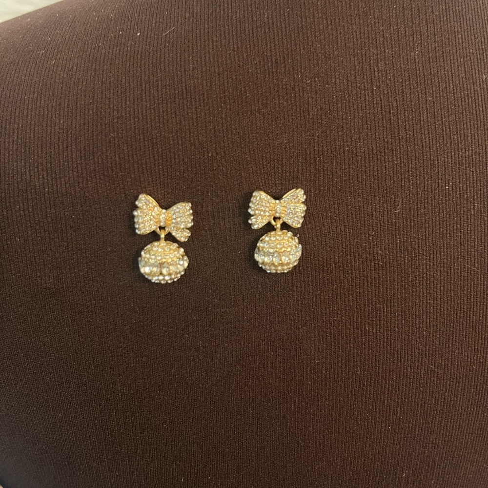 Gold Bow and Pearl Earrings